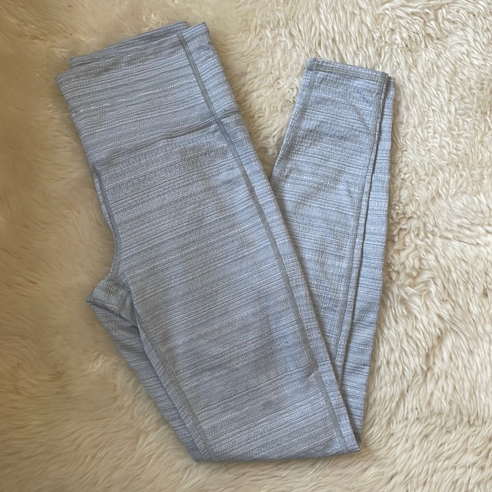 Altheta white/grey stripped full length leggings